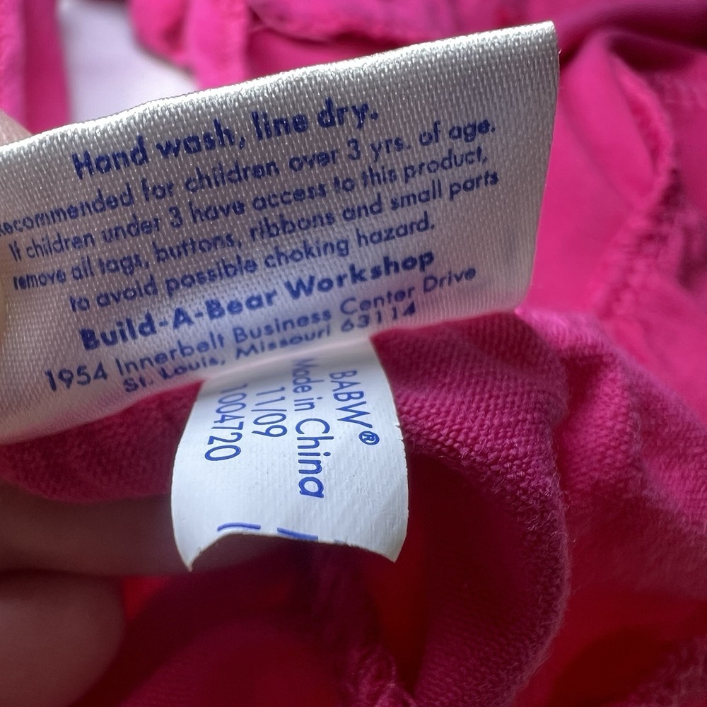Build‎ A Bear Workshop Clothes Pink Floral Rose Flower Rosette Gem Dress - Picture 9 of 9